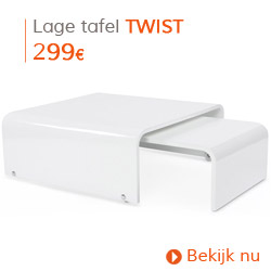 Eigentijds - Lage, uitschuifbare, wit gelakte designtafel TWIST